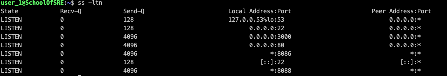 List of listening sockets on a system